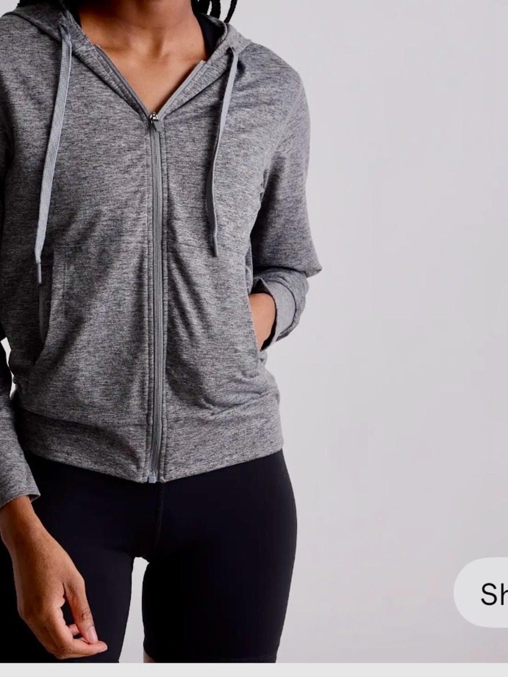 Quince Flowknit  Zip Hoodie - Light Gray Size Large